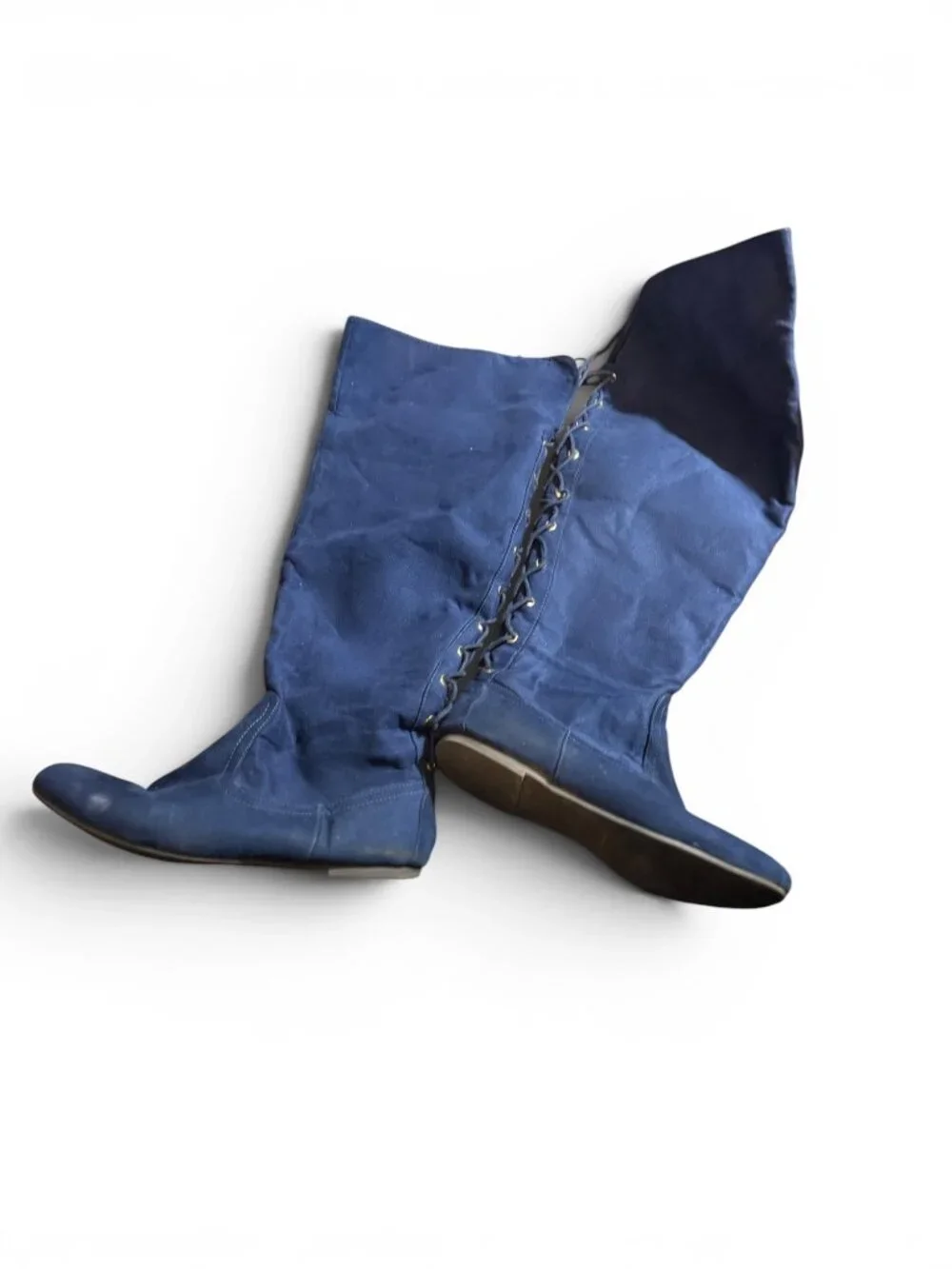 Navy Blue KYMBERLY WIDE Knee-High Lace-Up Boots – Women’s 9.5 Wide